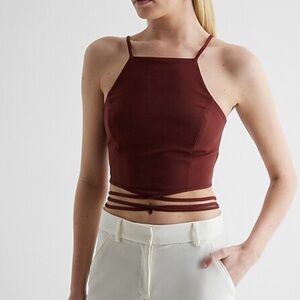 EUC Express Maroon Strappy tie crop tank Size L